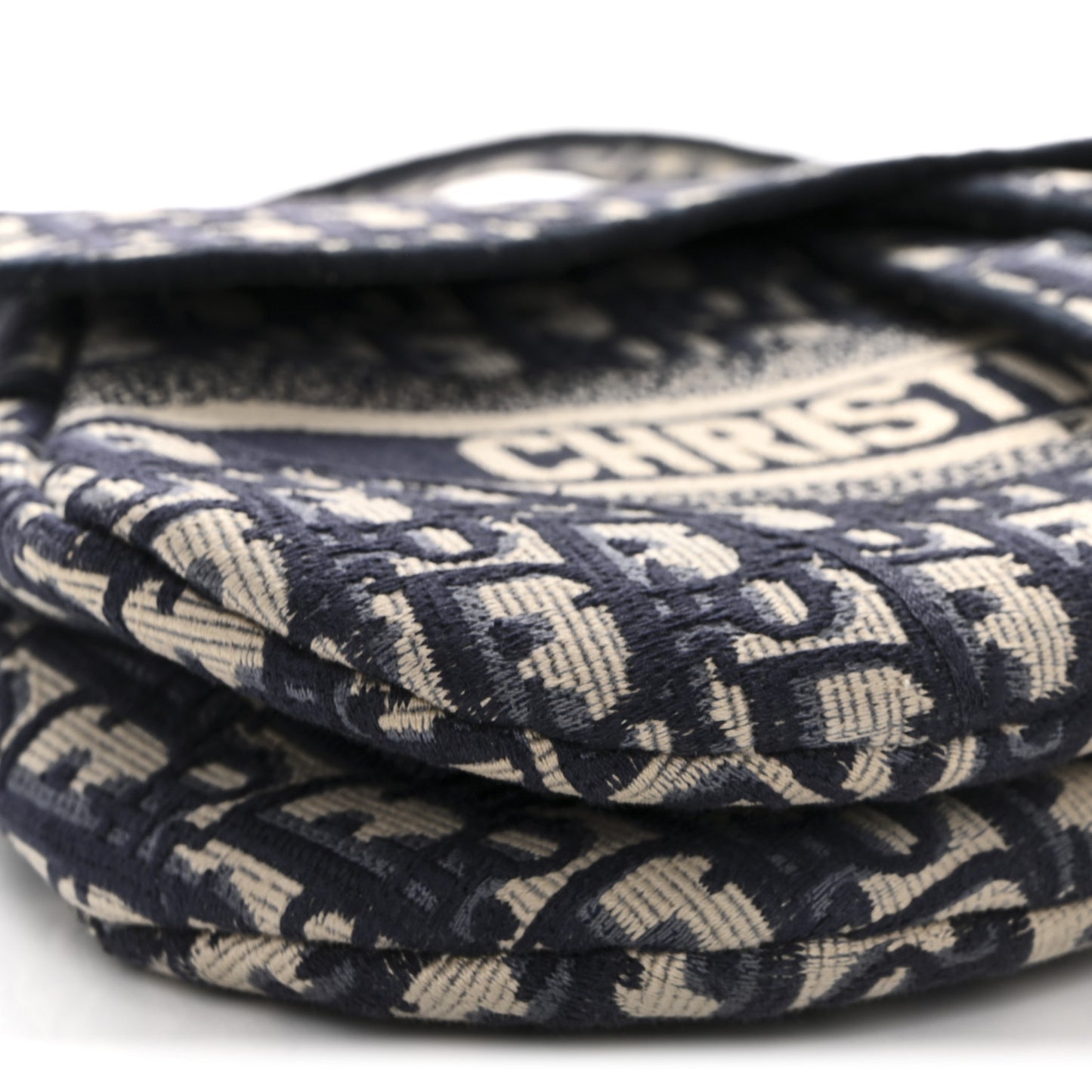 Oblique Embroidered Saddle Bag Blue