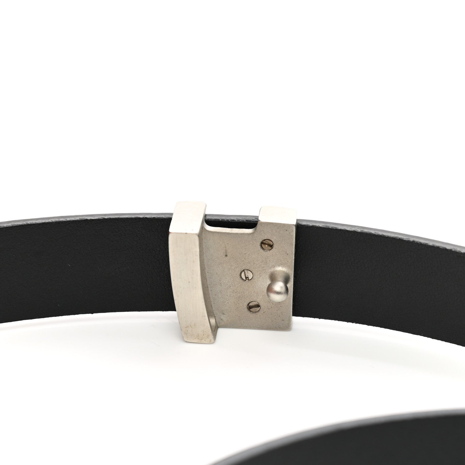 Louis Vuitton Calfskin Embossed 20MM LV Initiales Belt 75 30 Silver 5 of 8