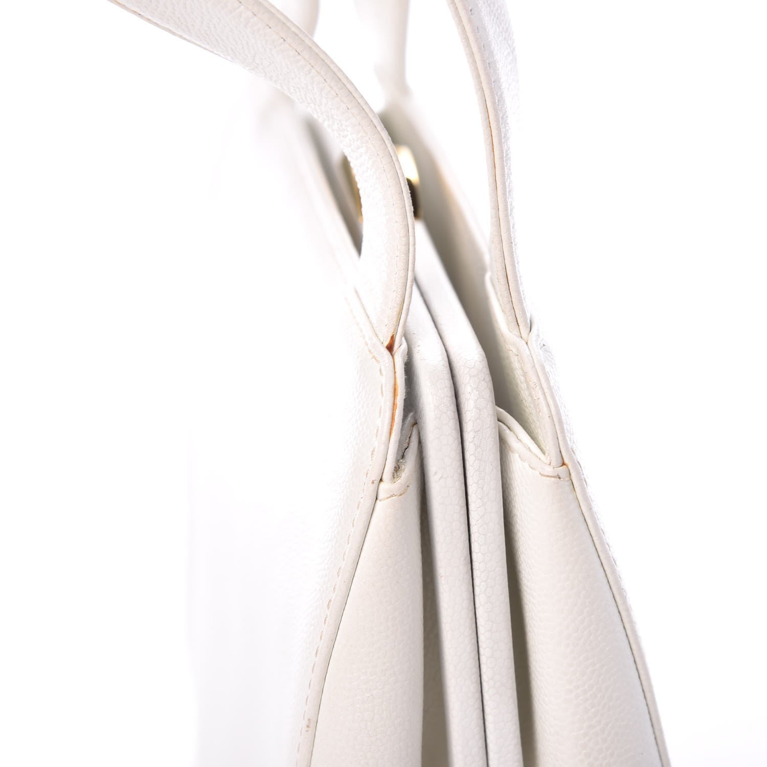 Chanel Caviar CC Frame Top Handle Bag White 12 of 13