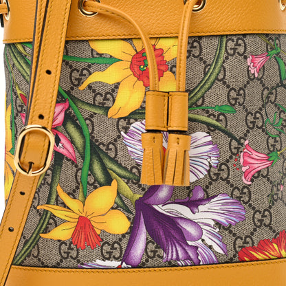 Gucci GG Supreme Monogram Flora Small Ophidia Bucket Bag Beige Multicolor Crop 8 of 10