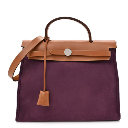 Hermes Toile Vache Hunter Herbag Zip 31 PM Cassis Fauve 1 of 13