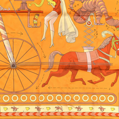 Hermes Silk Tea For Two Scarf 90 Orange White Jaune 5 of 5