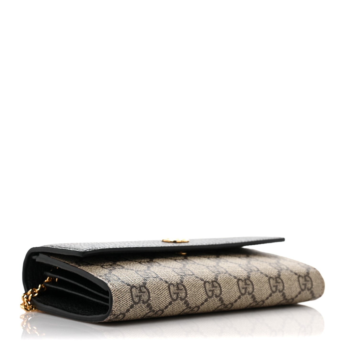 Dollar Calfskin GG Supreme Monogram Petite GG Marmont Wallet Chain Bag Black Beige Ebony