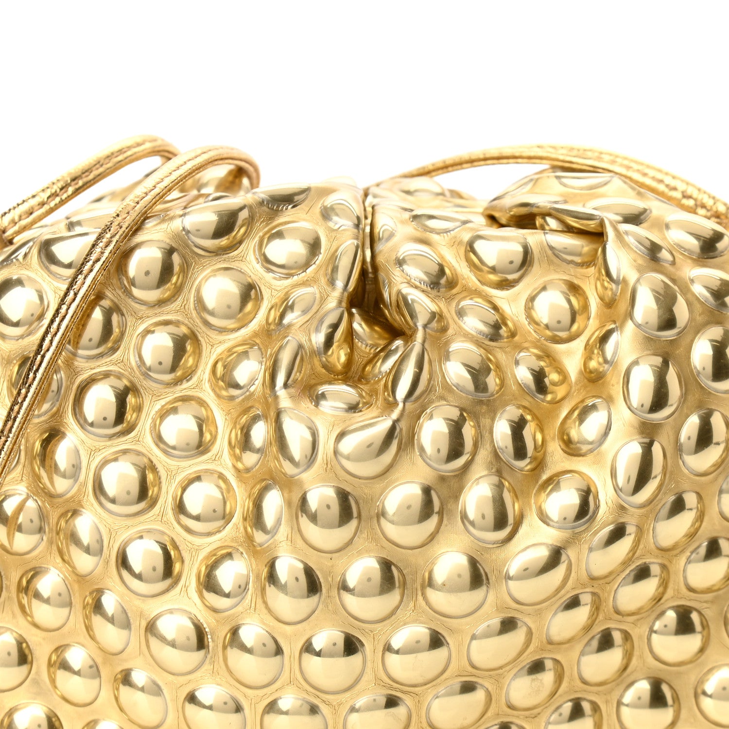 Bottega Veneta Metallic Fabric Bubble Wrap The Mini Pouch Gold 7 of 9