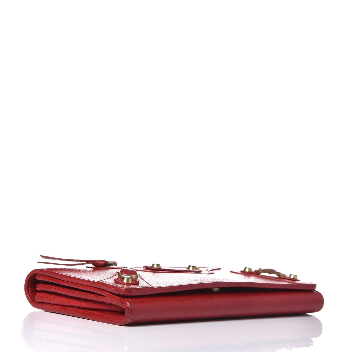 Agneau Classic Hardware Money Wallet Red
