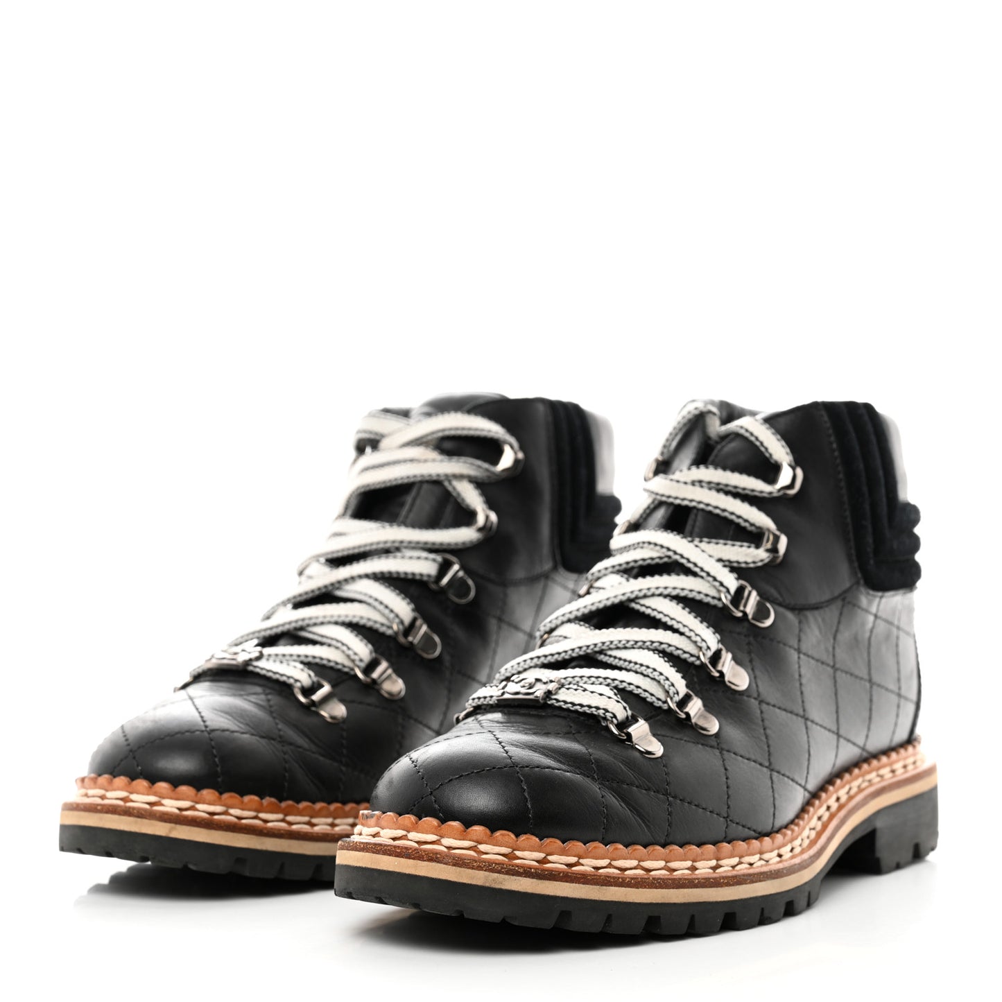 Calfskin Lace Up Combat Boots 38 Black