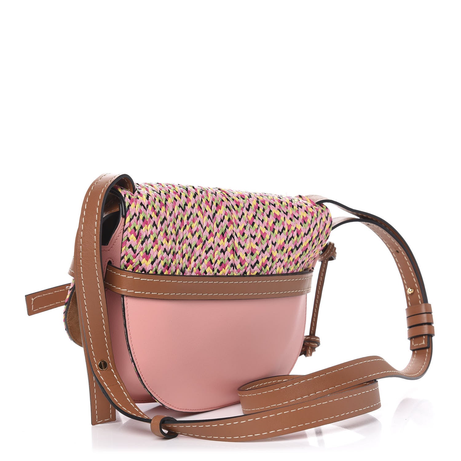 Loewe Calfskin Woven Raffia Small Gate Crossbody Bag Blossom 3 of 9