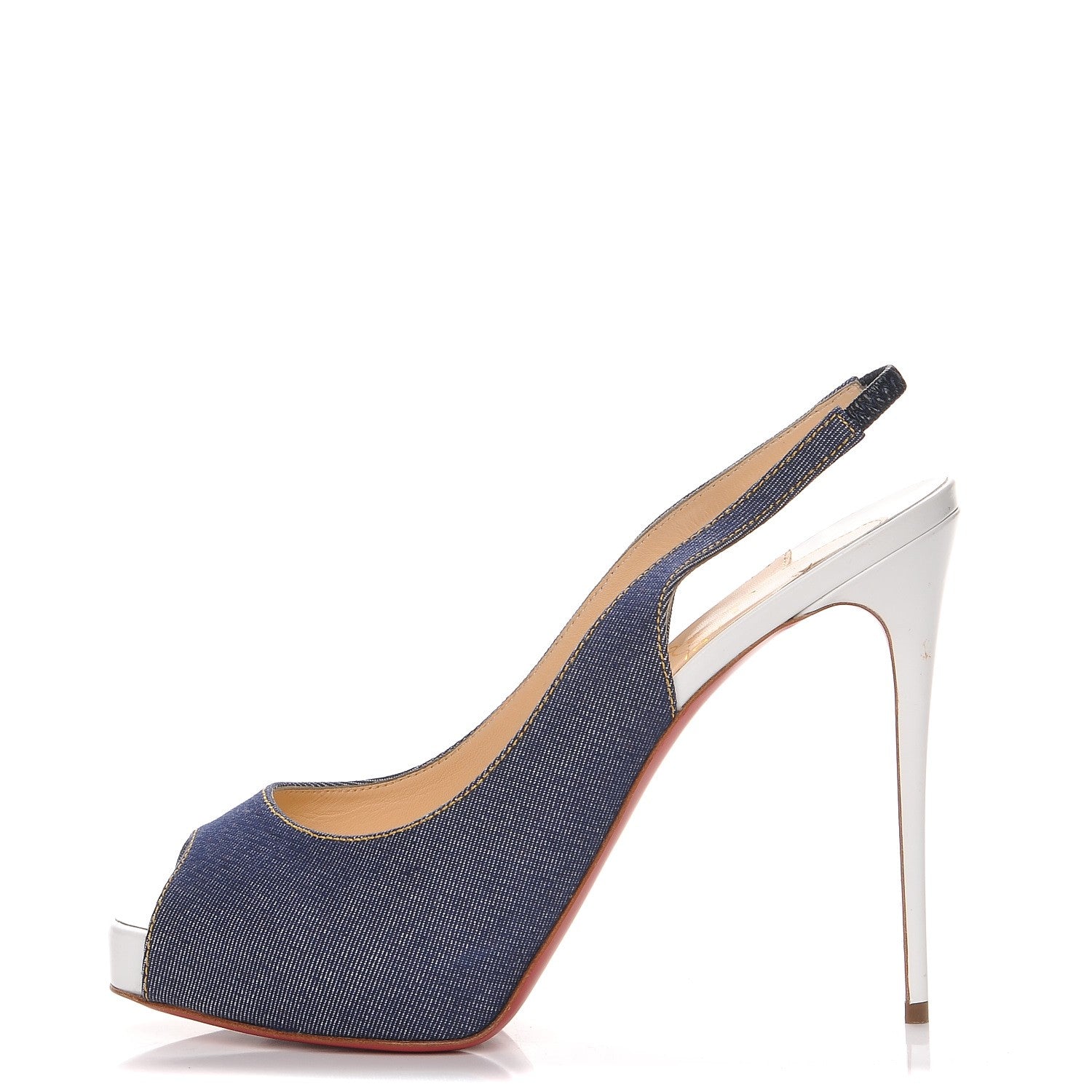 Christian Louboutin Denim Private Number 120 Pumps 40 Blue White 1 of 7