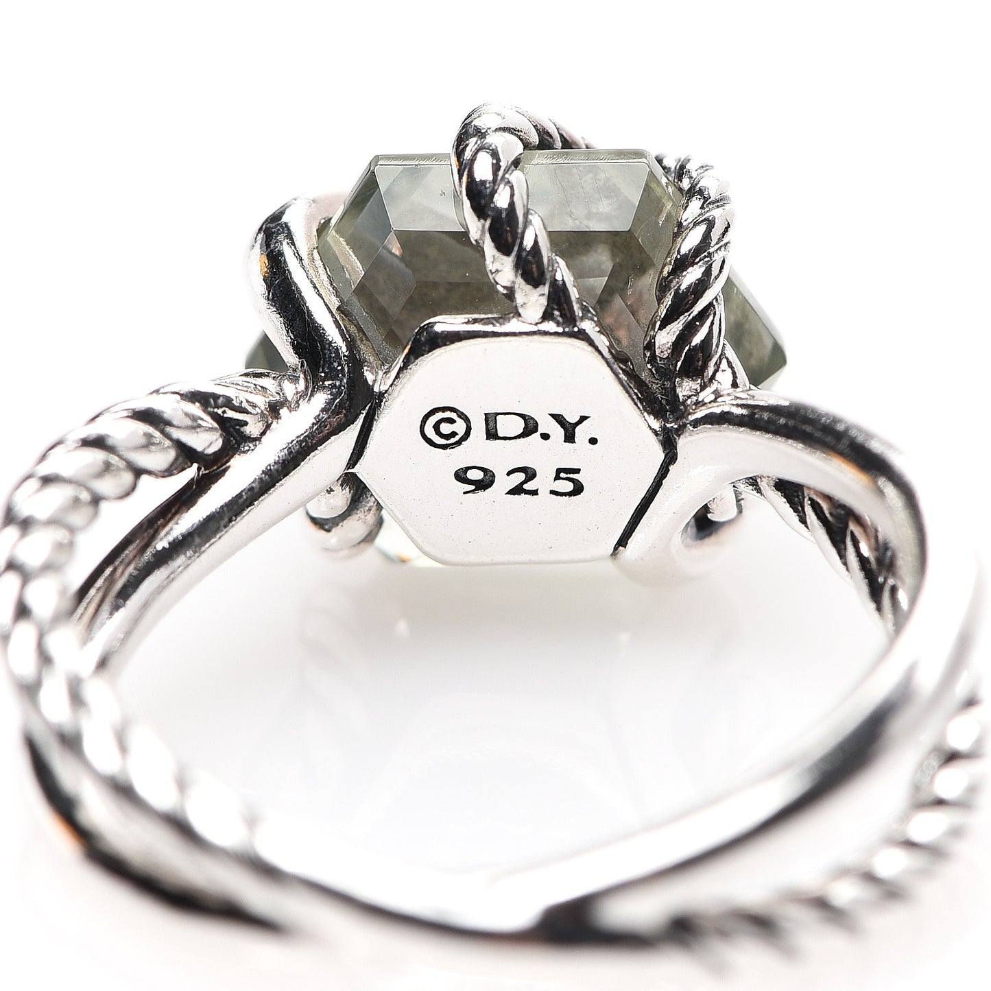 Sterling Silver Diamond Prasiolite 10mm Cable Wrap Ring 50 5.5