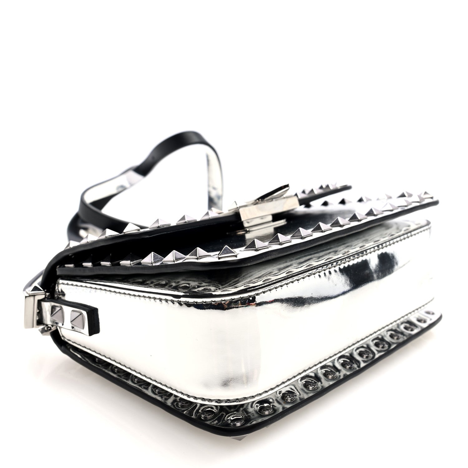 Valentino Garavani Mirror Calfskin Small Rockstud23 Shoulder Bag Silver 4 of 9