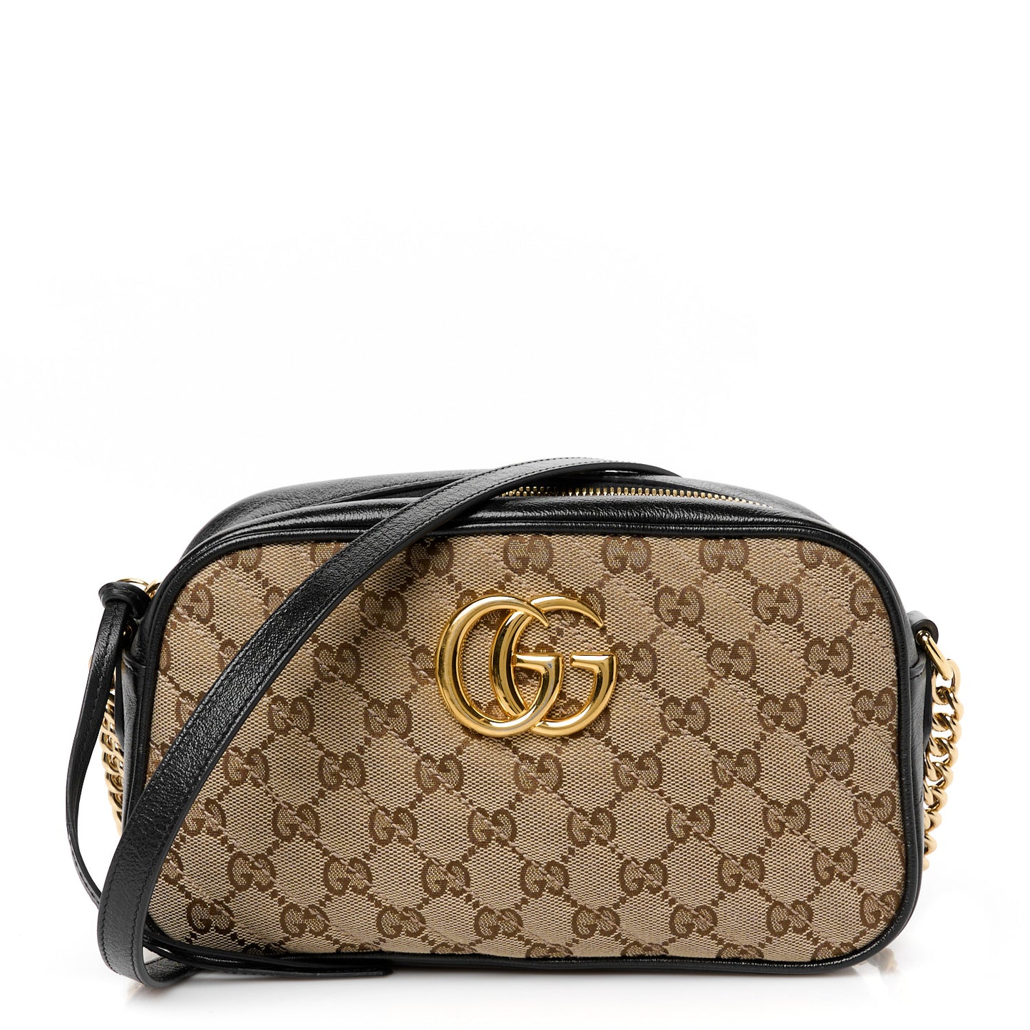 Monogram Matelasse Diagonal Small GG Marmont Chain Shoulder Bag Beige Black