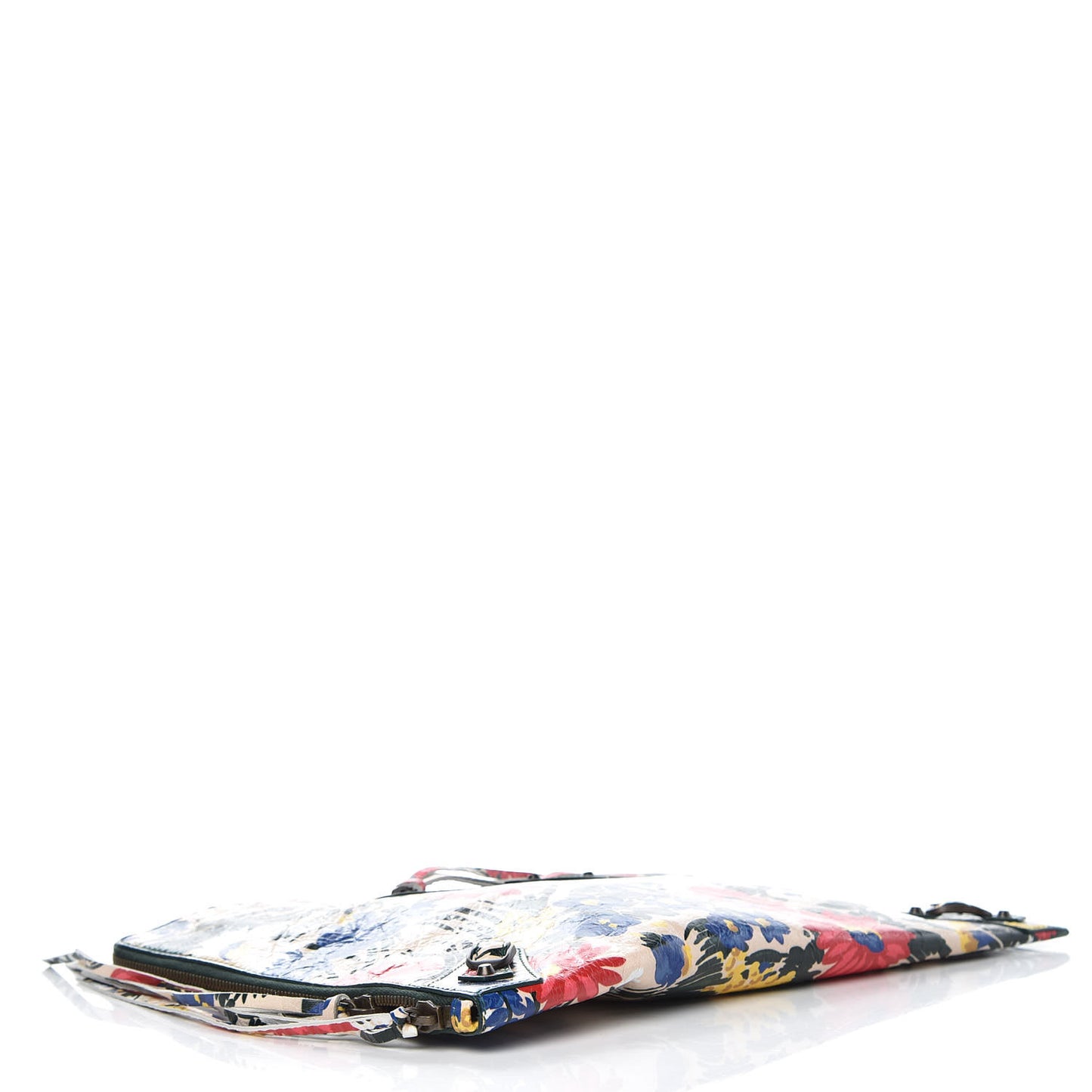 Agneau Classic Hardware Fleurs Small Pouch Beige Red Green