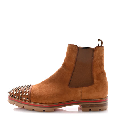 Christian Louboutin Mens Suede Spikes Chelsea Boots 43 Brown 1 of 8
