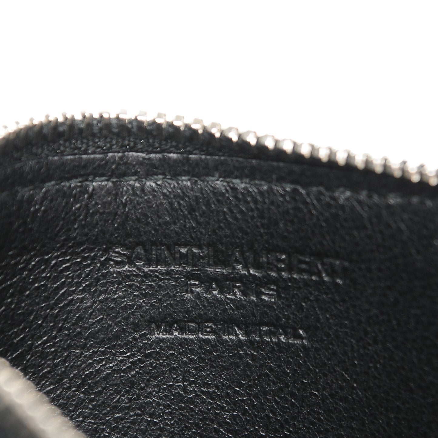Grained Calfskin 5 Fragments Zip Pouch Card Holder Black