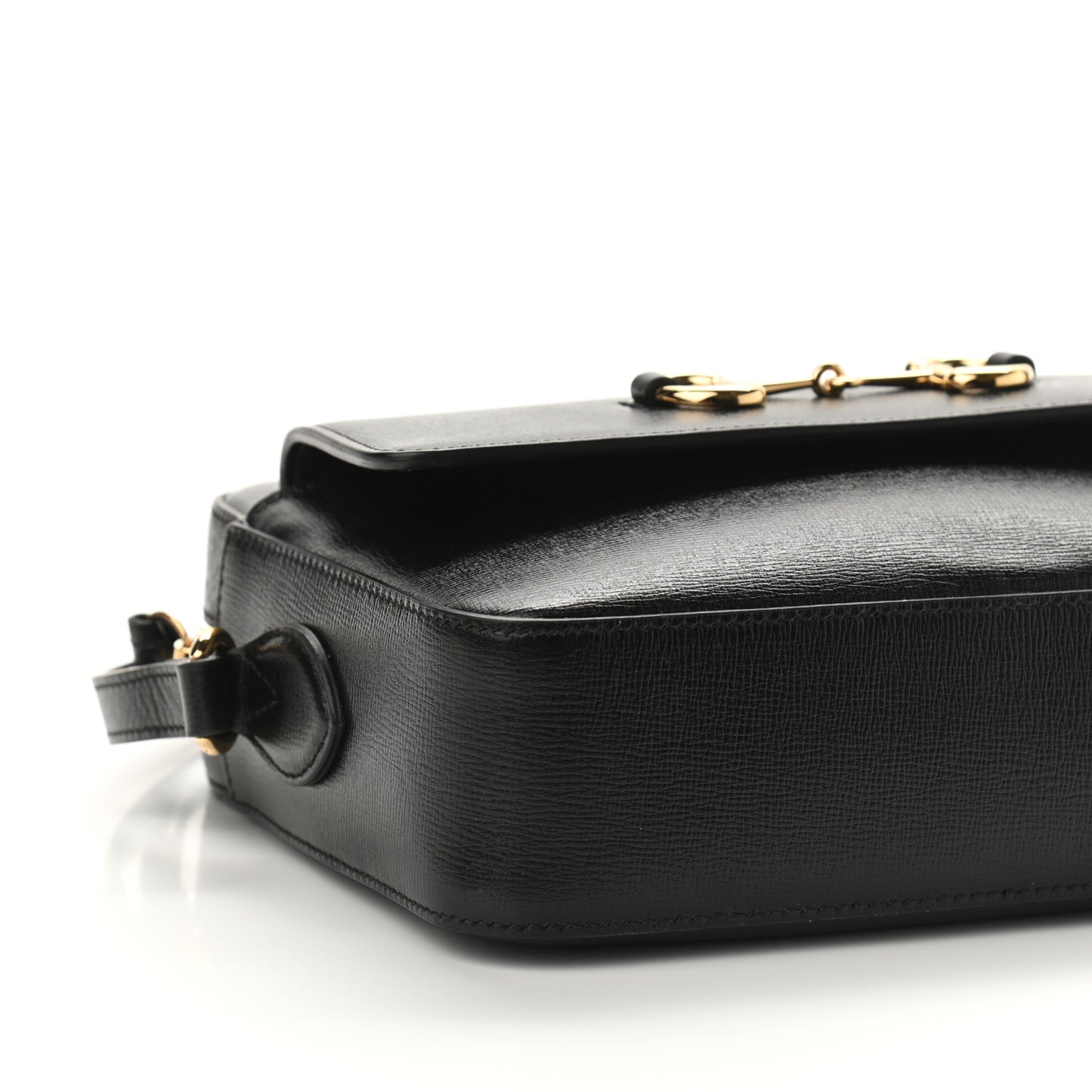 Textured Calfskin Small Horsebit 1955 Shoulder Bag Black
