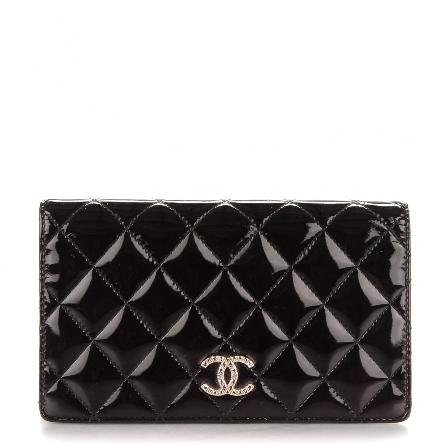 Patent Quilted Brilliant Yen Wallet Dark Purple
