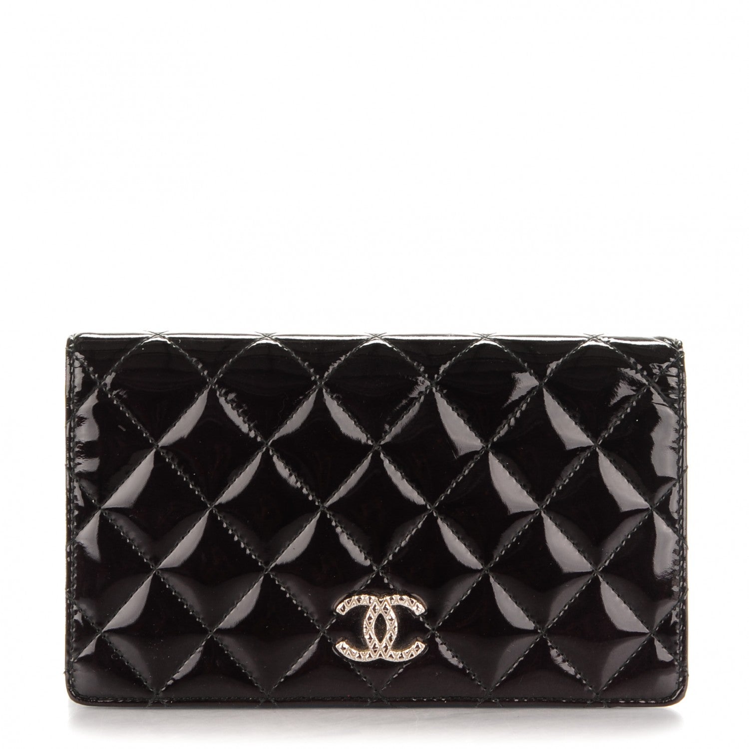Chanel Patent Quilted Brilliant Yen Wallet Dark Purple 1 of 8