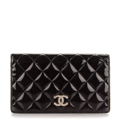 Chanel Patent Quilted Brilliant Yen Wallet Dark Purple 1 of 8