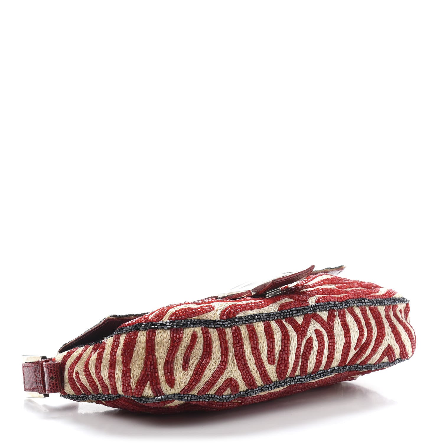 Fendi Lizard Beaded Baguette Red 4 of 11