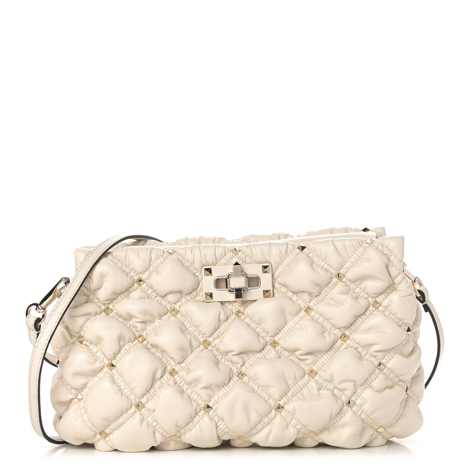 Valentino Garavani Nappa Spikeme Clutch Ivory 1 of 8
