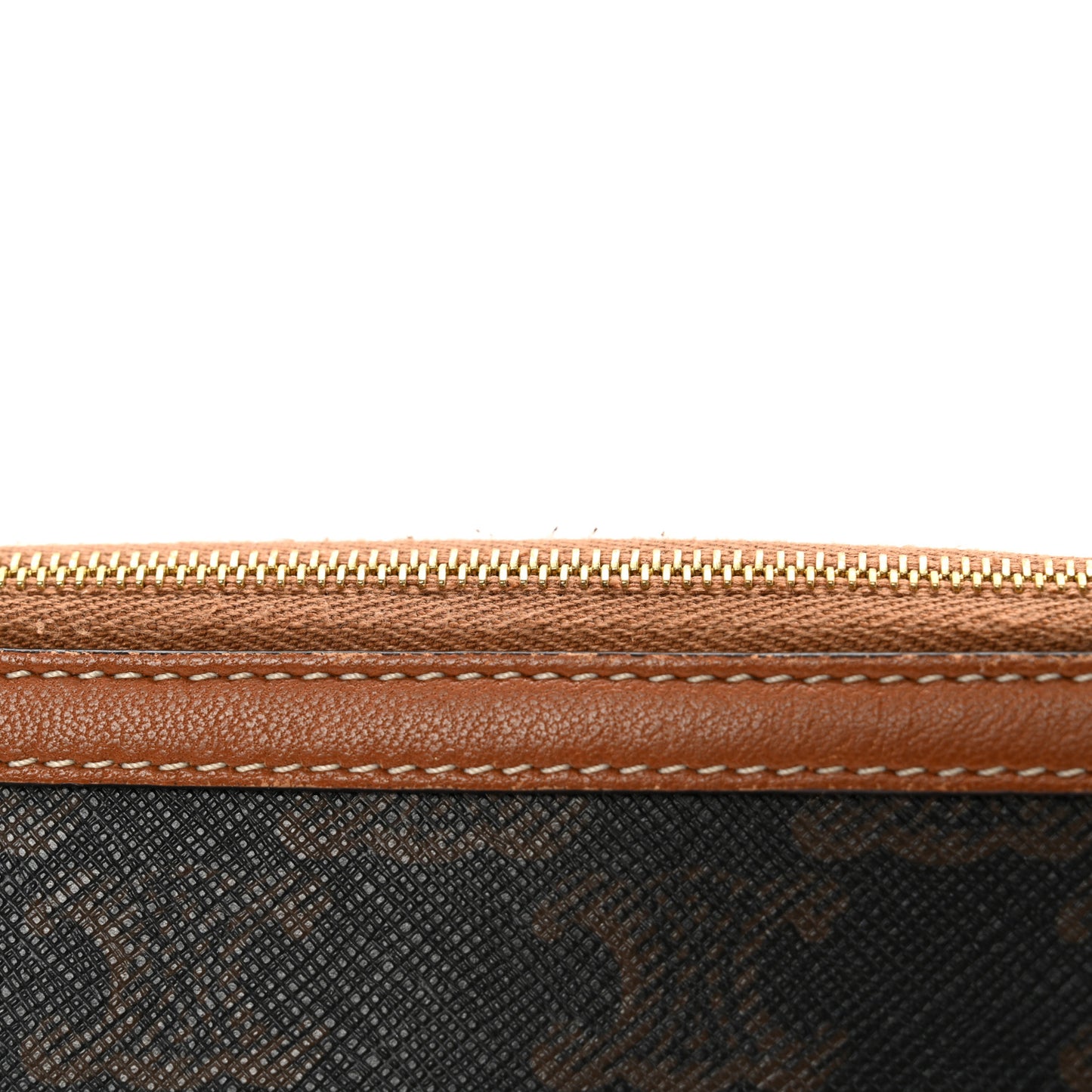 Lambskin Triomphe Canvas Embroidered Logo Clutch With Chain Tan