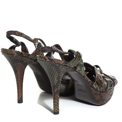 Saint Laurent Python Tribute 75 Platform Sandals 37 Verde Havana 4 of 7