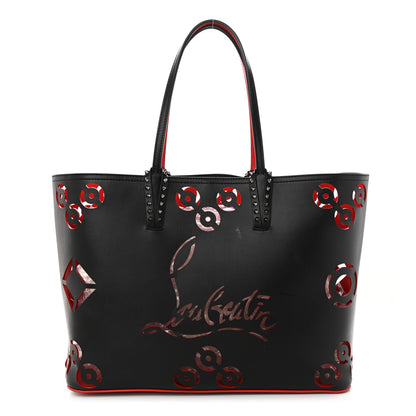 Christian Louboutin Calfskin Loubinthesky Perforated Cabarock Spikes Tote Black 1 of 11