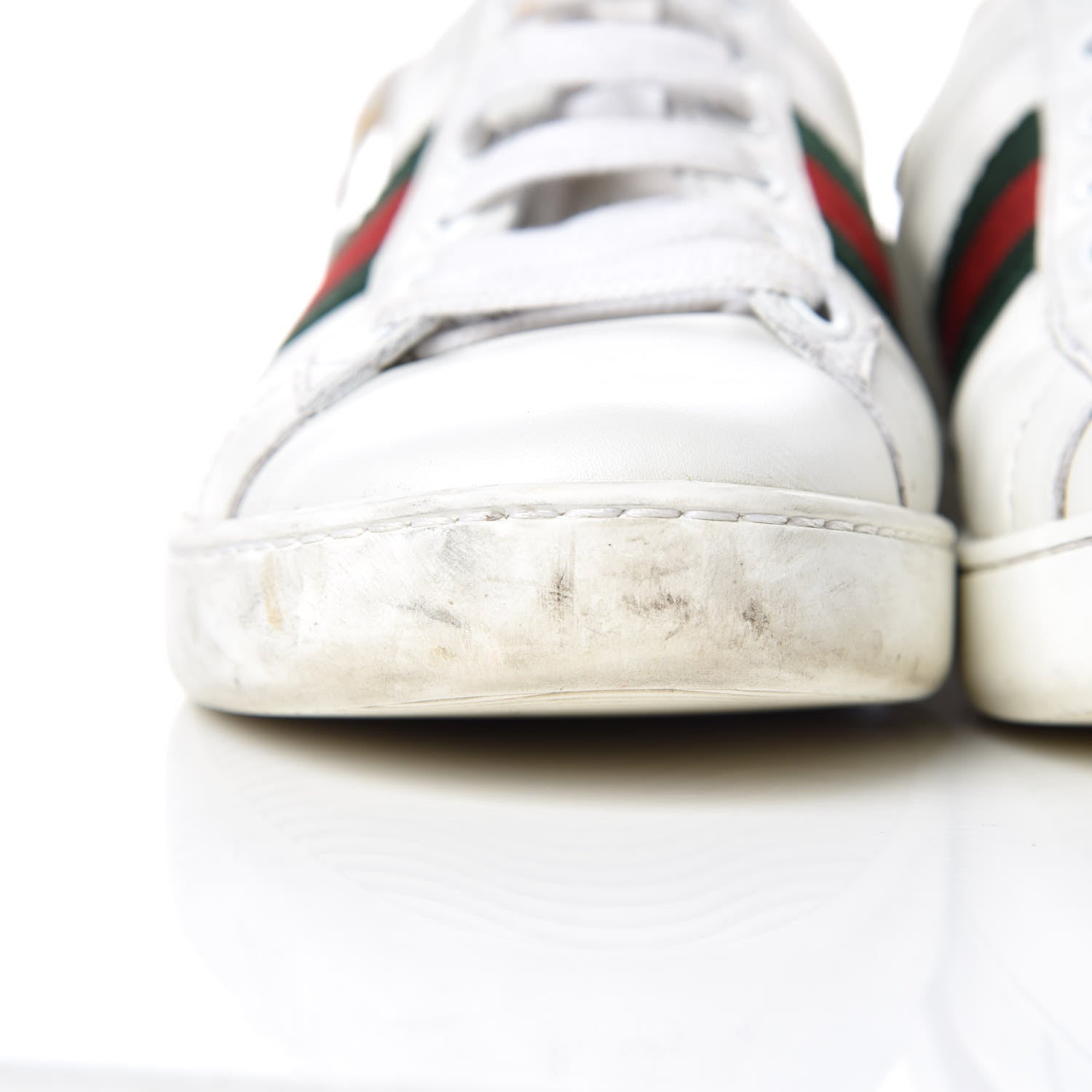 Gucci Calfskin Crocodile Web Womens Ace Sneakers 35 White Green 11 of 20