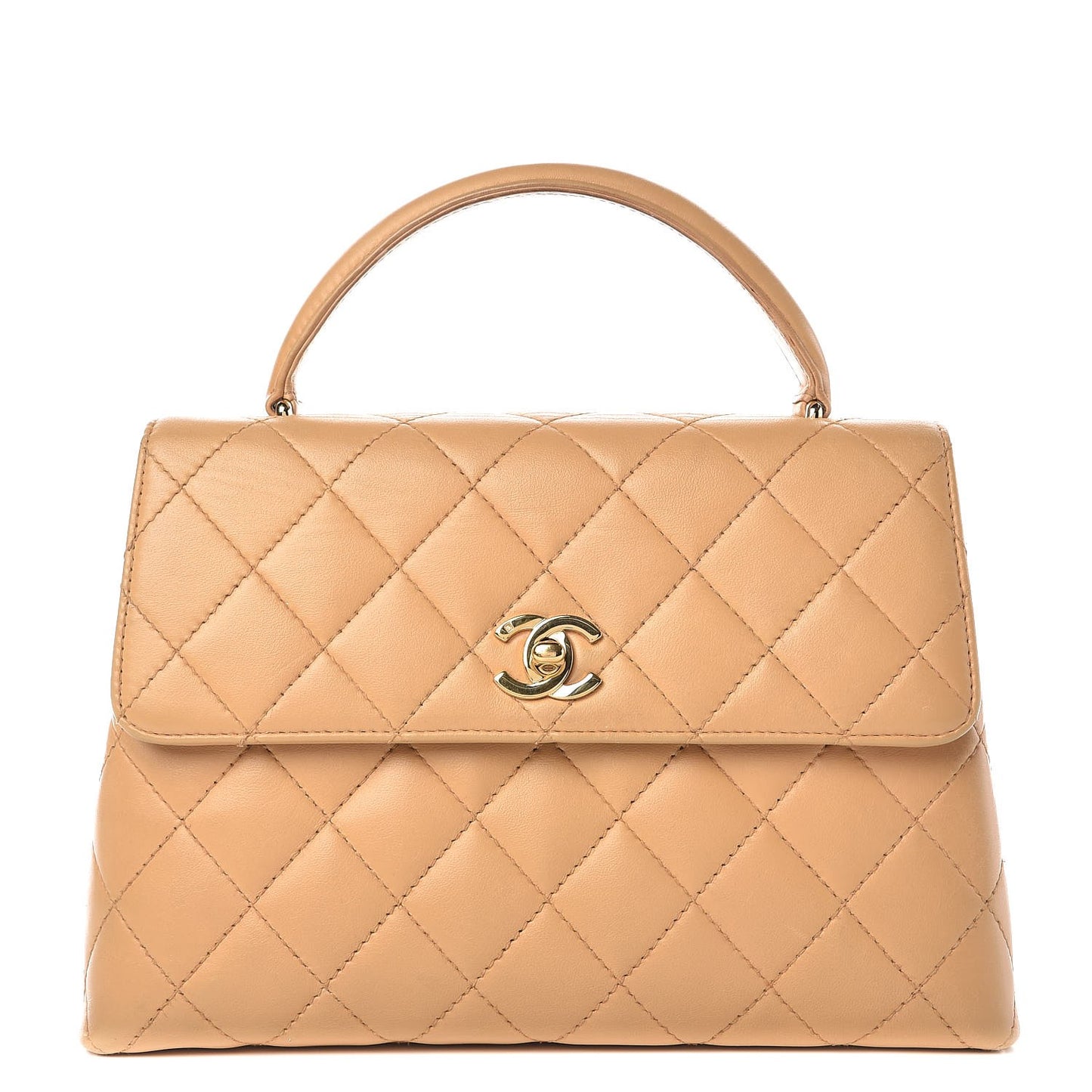 Lambskin Quilted Medium Kelly Flap Bag Beige