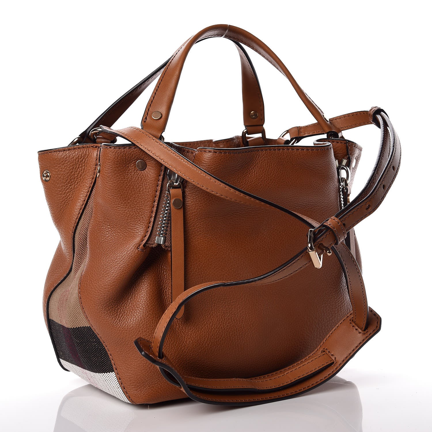 Burberry Grainy Calfskin House Check Small Maidstone Saddle Brown 4 of 10