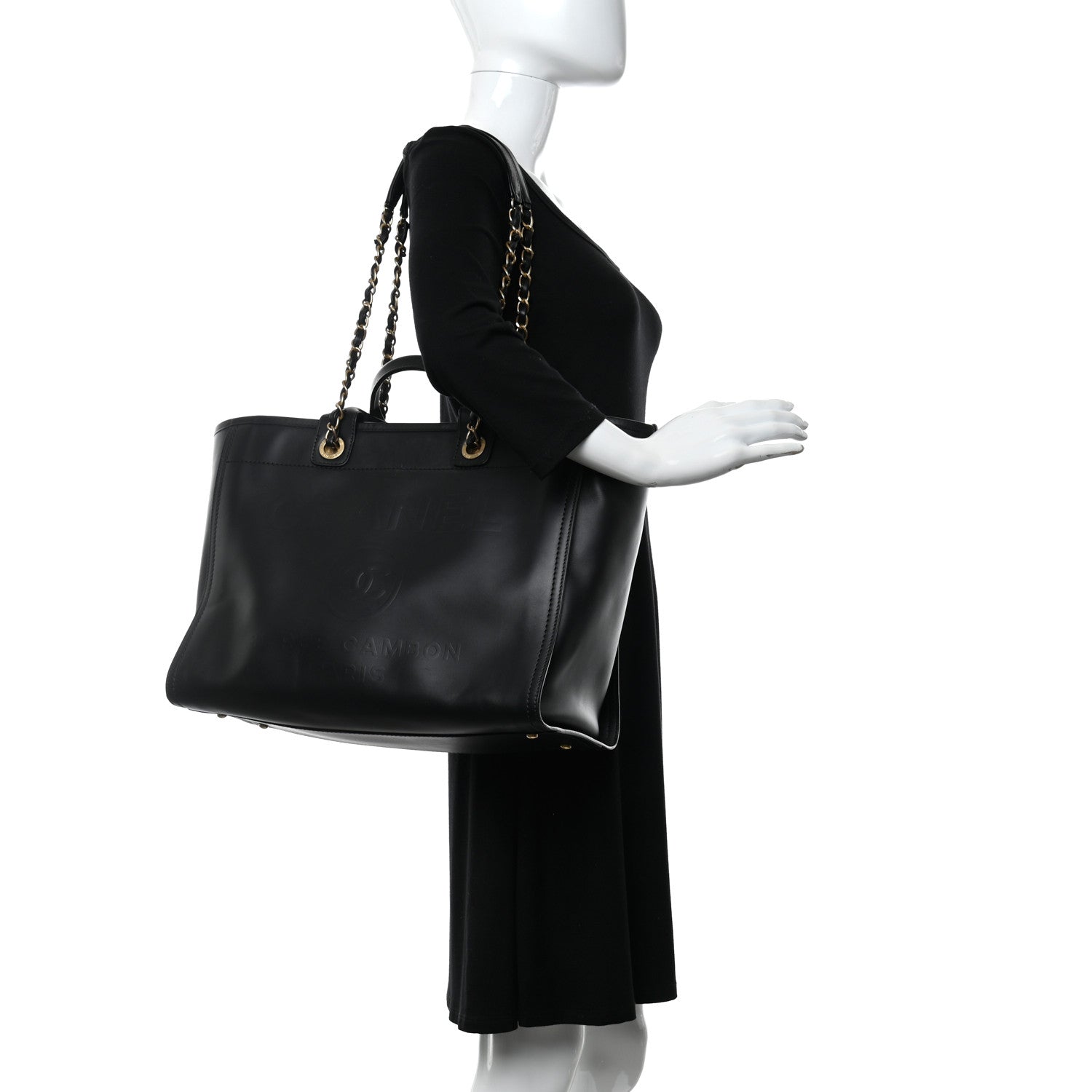 Chanel Calfskin Medium Deauville Tote Black 2 of 9