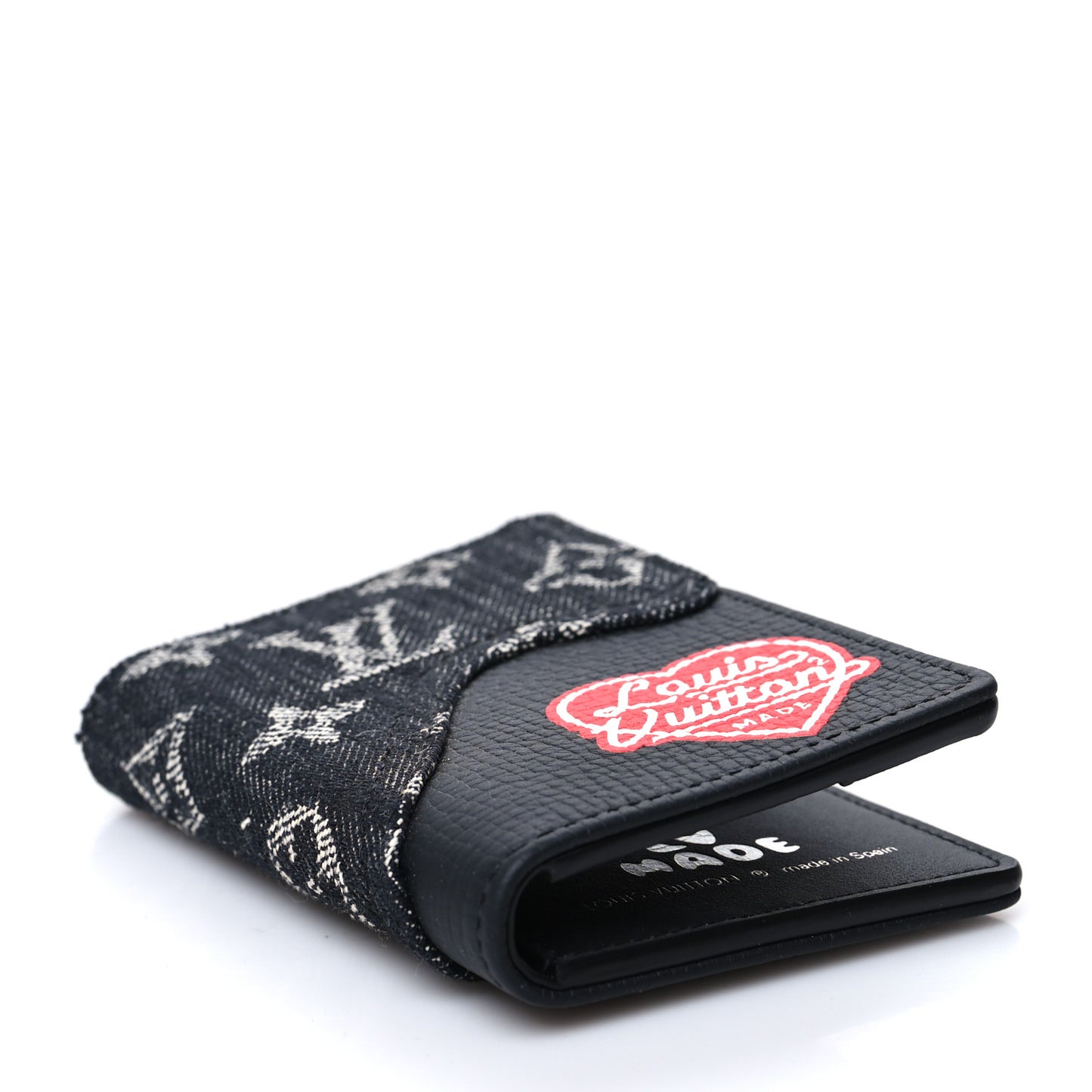 X NIGO Taurillon Monogram Denim Drip Pocket Organizer Black