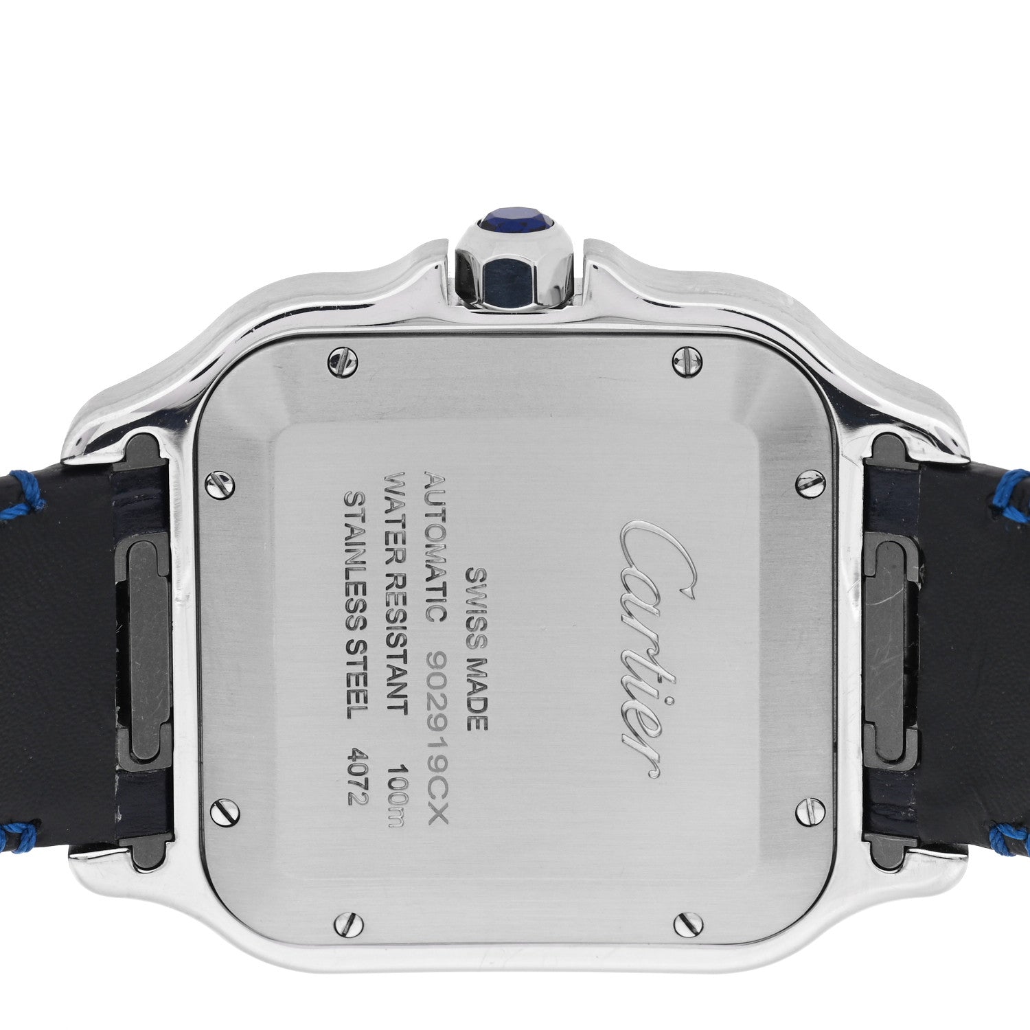 Cartier Stainless Steel Alligator 39.8mm Santos De Cartier Automatic Watch Blue 4 of 5