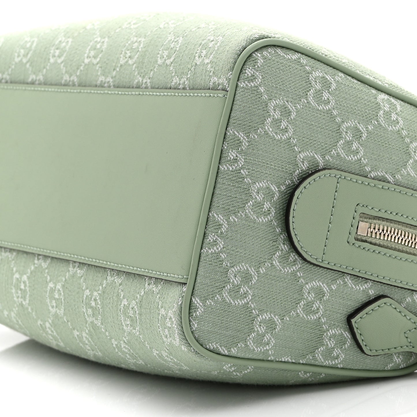 Summer Denim Calfskin GG Monogram Small Ophidia Top Handle Bag Pale Green