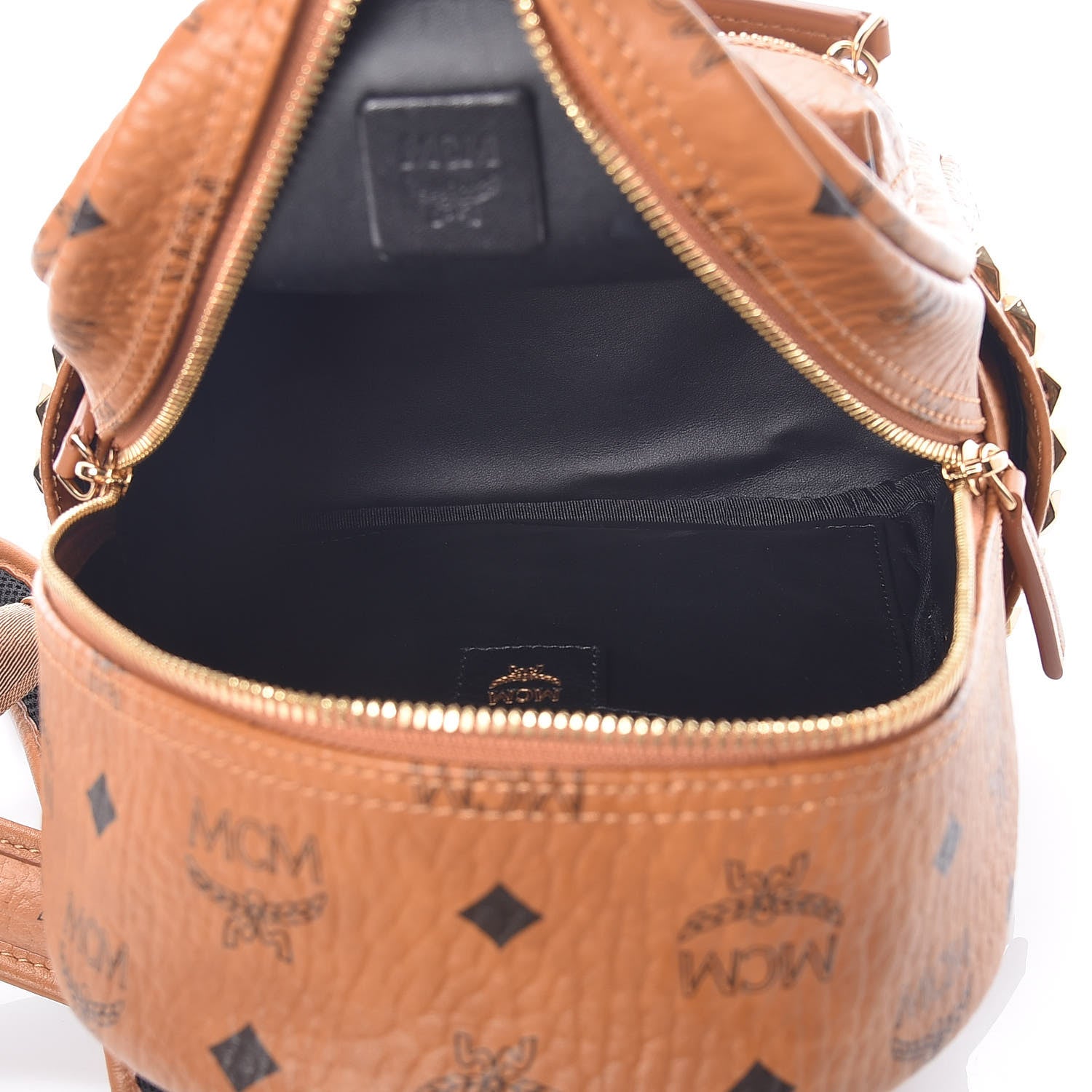 MCM Visetos Side Stud Mini Stark Backpack Cognac 7 of 10