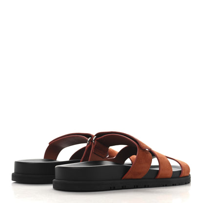 Hermes Suede Goatskin Womens Chypre Sandals 39 Orange Canyon 5 of 10