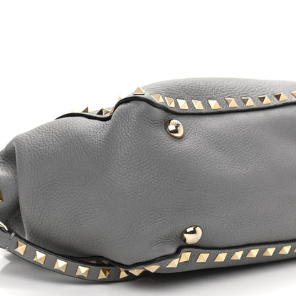 Valentino Garavani Grained Calfskin Small Rockstud Tote Grey 8 of 12