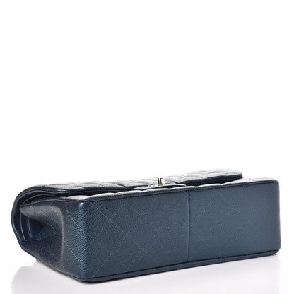 Chanel Metallic Caviar Quilted Jumbo Double Flap Dark Blue 5 of 9