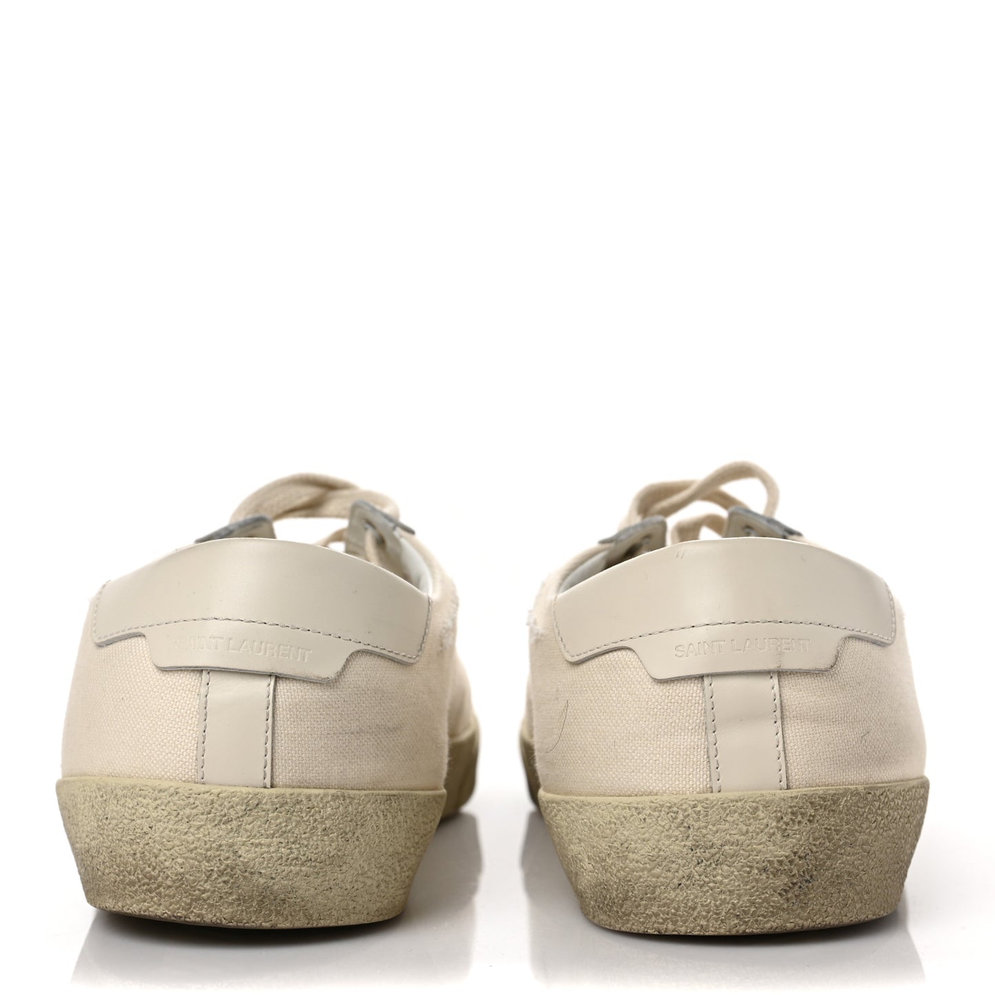 Distressed Canvas Court Classic Sneakers 41 Panna