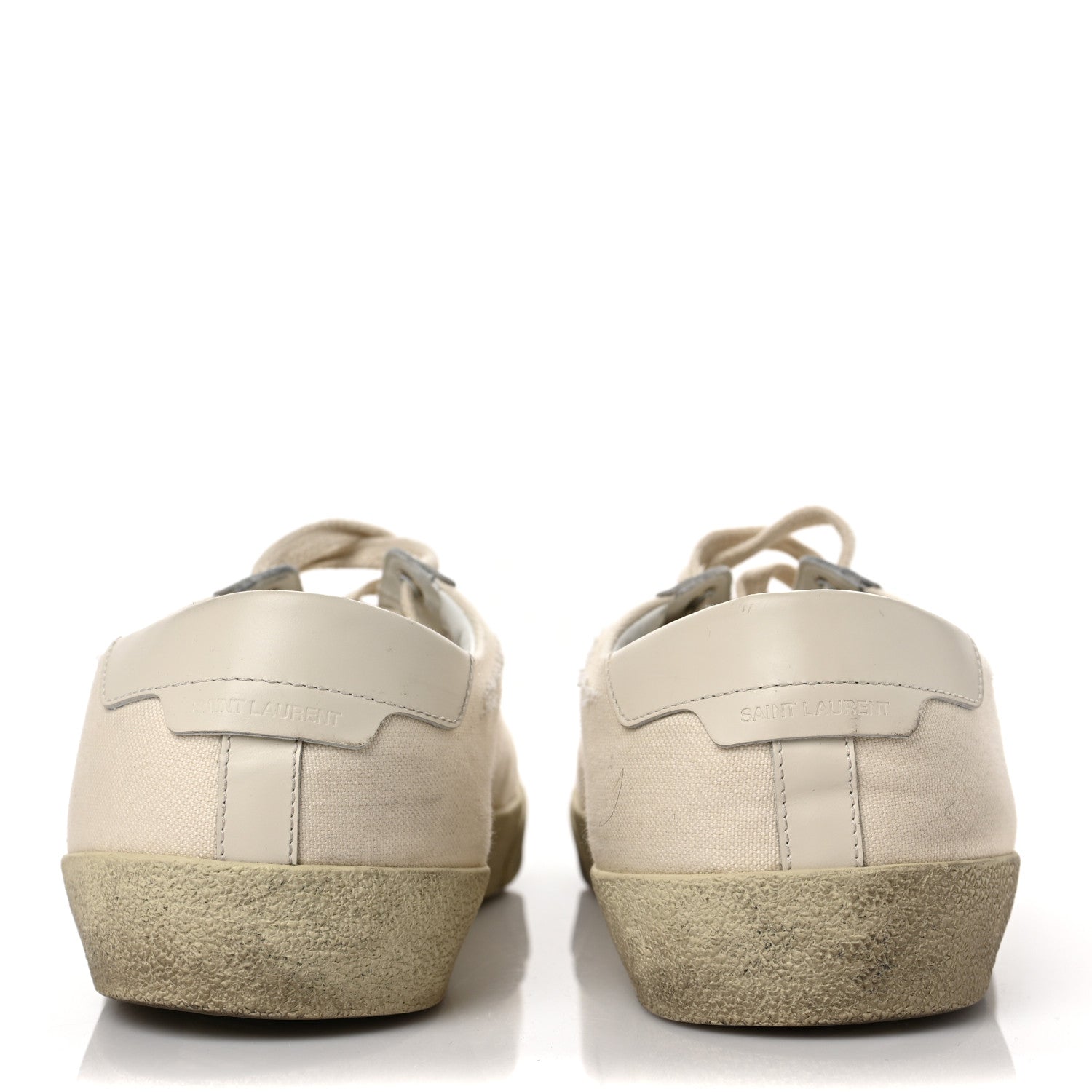 Saint Laurent Distressed Canvas Court Classic Sneakers 41 Panna 5 of 16