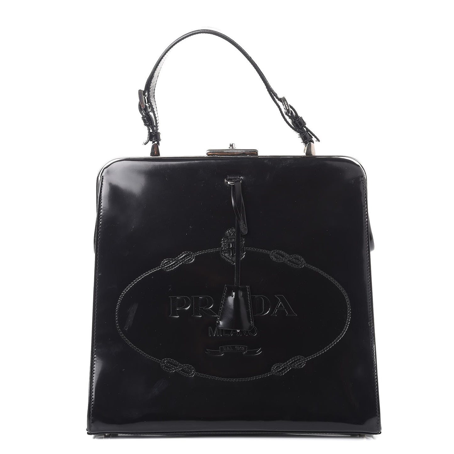 Spazzolato Logo Print Framed Bag Nero Black