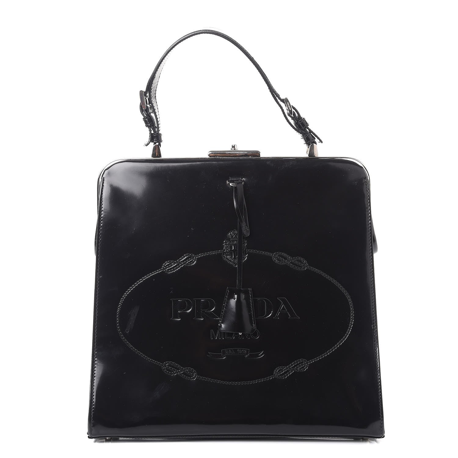 Prada Spazzolato Logo Print Framed Bag Nero Black 1 of 7