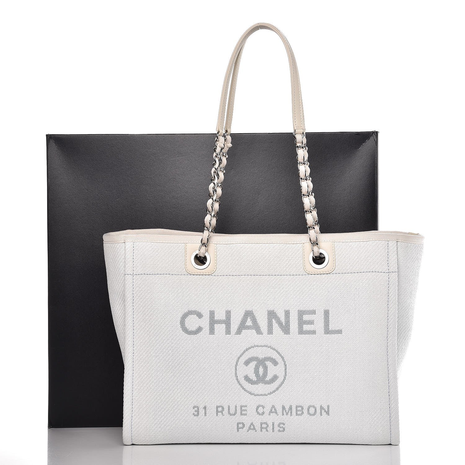 Chanel Woven Straw Raffia Small Deauville Tote White 8 of 8