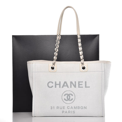 Chanel Woven Straw Raffia Small Deauville Tote White 8 of 8