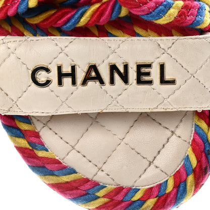 Chanel Cord Lambskin Quilted Logo Sandals 37 Multicolor 14 of 15