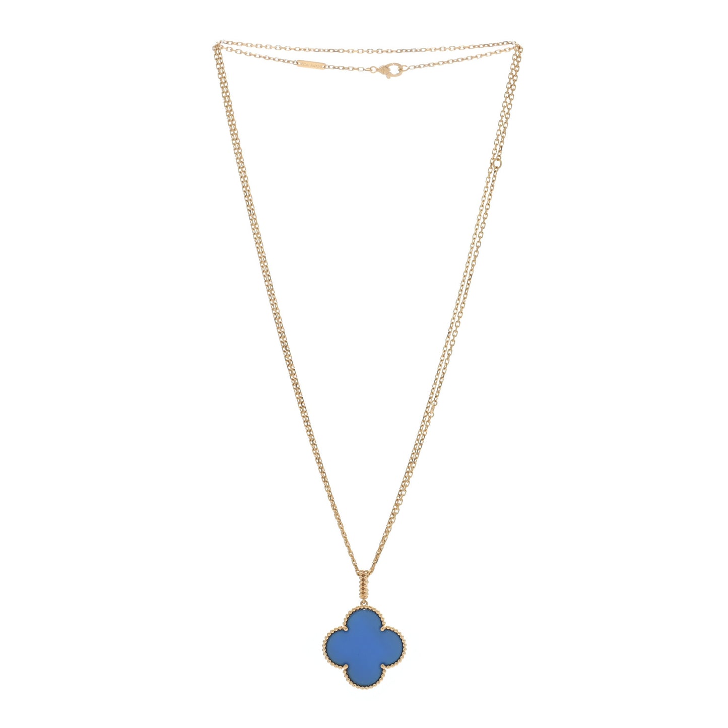 18K Yellow Gold Blue Agate Magic Alhambra Long Necklace