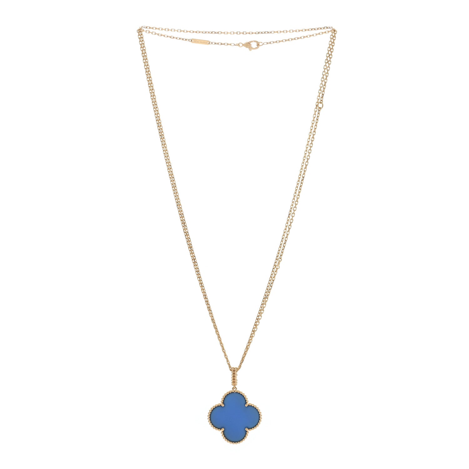 Van Cleef & Arpels 18K Yellow Gold Blue Agate Magic Alhambra Long Necklace 2 of 4