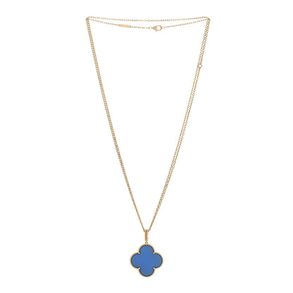 Van Cleef & Arpels 18K Yellow Gold Blue Agate Magic Alhambra Long Necklace 2 of 4