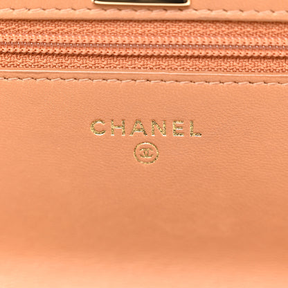 Chanel Lambskin Quilted Trendy CC Wallet On Chain WOC Camel 6 of 13