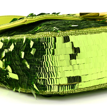 Fendi Sequin Paillettes Vitello Grace Sex and the City Baguette Wasabi 9 of 9
